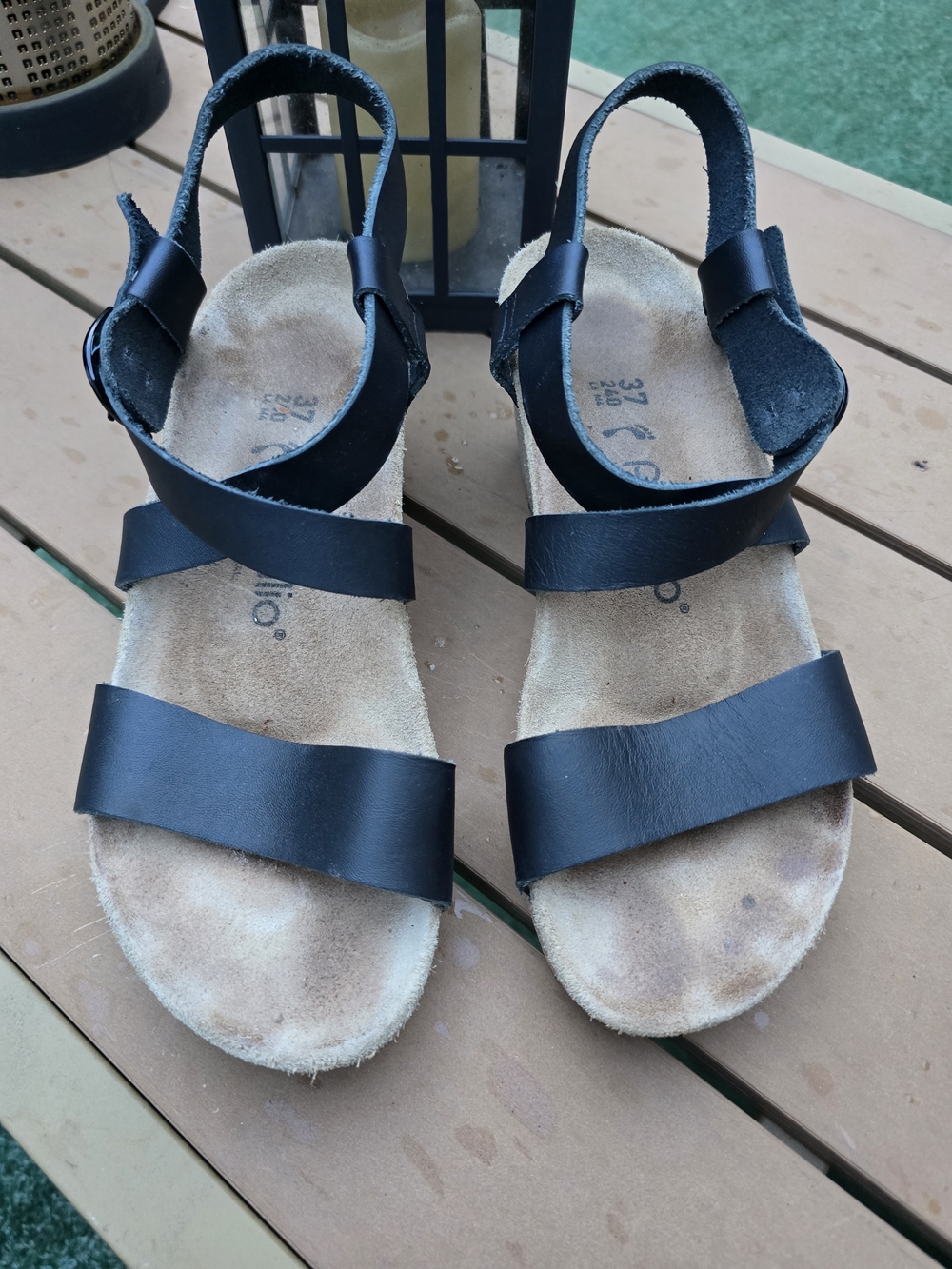 Birkenstock Papillio Sibyl Black Leather Wedge 37 US 6